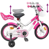 vidaXL Vélo pour enfant avec roues stabilisatrices, 14 pouces, pour les 3-5 ans, rose