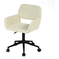 Meubles Cosy : fauteuil de bureau en velours côtelé beige avec roulettes, fauteuil pivotant à 360° et réglable en hauteur pour les loisirs – ROSS