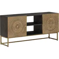 vidaXL Meuble TV avec tiroirs et étagère, couleur laiton, 105 x 30 x 50 cm