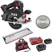 Flex Metall-Handkreissäge CSM 57 18-EC + Akku Set P-Set 55 R + Führungsschiene