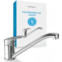 Bächlein Robinet de cuisine pivotant à 360° (chrome)- Mitigeur monocommandé pour évier chromé avec bec pivotant à 360°, robinet pour la cuisine en exécution extra massive
