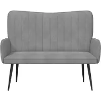 vidaXL Canapé deux places , gris clair, 115 x 61 x 87 cm, velours
