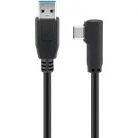 Goobay 66502 Câble USB-C vers USB A 3.0 90°, noir, 1.5 m - USB 3.0 mâle (type A) > USB-C mâle