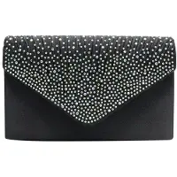 OEM Petit sac à bandoulière noir au style vintage, orné de paillettes