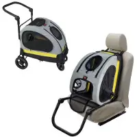 OEM Caravane de voyage compacte 2-en-1 pour animaux de compagnie - Sièges auto et fauteuils roulants - Pliable, respirante et sûre pour les petits chiens et les chats
