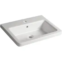 Sapho City - Lavabo 600x180x450 mm, avec trop-plein, trou pour robinet, blanc KE060