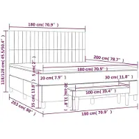 vidaXL Lit boxspring avec matelas vert foncé 180x200 cm velours