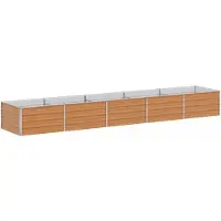 vidaXL Lit surélevé brun clair 400 x 80 x 45 cm Acier galvanisé