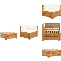 vidaXL Ensemble de salon de jardin 2 pièces avec coussins en bois massif d'acacia - éléments de canapé de jardin