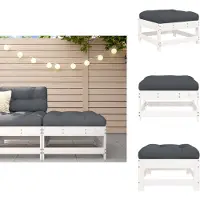 vidaXL Tabouret de jardin avec coussin Blanc Pin massif - éléments de canapé de jardin