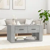 The Living Store Table basse gris béton 80x50x40 cm bois composite