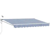 vidaXL Store électrique rétractable bleu et blanc 3,5 x 2,5 m