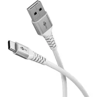 Goobay 74532 USB-C vers USB-A Câble textile supersoft avec connecteurs métalliques, 3 m, blanc, 3 m - câble de connexion élégant et extra-résistant pour les appareils avec connexion USB-A ou USB-C