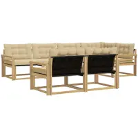 vidaXL Ensemble de salon de jardin 7 pièces, blanc et beige
