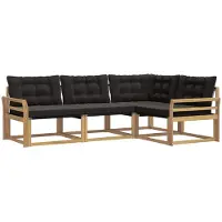 vidaXL Ensemble de canapés d'extérieur avec coussins, 4 pièces, blanc et noir