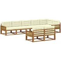vidaXL Ensemble de salon de jardin 8 pièces, couleurs naturelles et crème