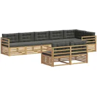 vidaXL Ensemble de salon de jardin 8 pièces, blanc et anthracite, en polyester