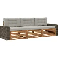 vidaXL - Ensemble de canapés d'extérieur, 3 pièces. Polyester, couleur naturelle et gris clair