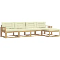 vidaXL Ensemble de salon de jardin 4 pièces, blanc et crème, en polyester