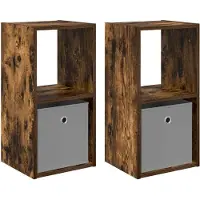 vidaXL Table de chevet 2 pcs Chêne fumé 30,5 x 27 x 59,5 cm