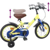vidaXL Vélo pour enfants 14 pouces, pour les 3-5 ans, jaune