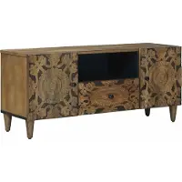 vidaXL Armoire TV avec porte Marron 105 x 33,5 x 46 cm Bois massif Mango