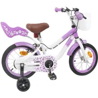 vidaXL Vélo pour enfant avec roues stabilisatrices, 16 pouces, pour les 4-6 ans, violet