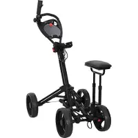 vidaXL Chariot de golf avec siège, noir, en aluminium, pliable