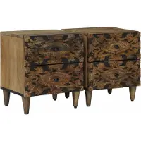 vidaXL Cabinet de chevet avec tiroir 2 pcs Marron 40 x 33,5 x 46 cm