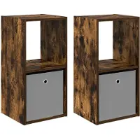 vidaXL Table de chevet avec tiroir 2 pcs Chêne fumé 35 x 32 x 68,5 cm