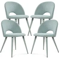 En.casa Lot de 4 chaises de salle à manger « Karijoki » : chaises rembourrées, tissu d'ameublement, pieds en métal, 77 x 50 x 55 cm, vert clair