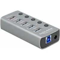 DeLOCK 63262 HUB USB 3.2Gen1 Typ-A 4Port +Schnellladeport Schalter