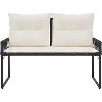 vidaXL Banc d'extérieur 2 places, 4 pièces, 110 x 59 x 82 cm, en polyrotin