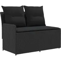 vidaXL Canapé de jardin à accoudoirs avec table rabattable, lot de 2, rotin PE noir