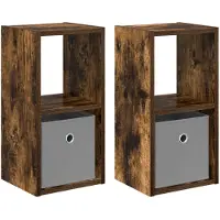 vidaXL Table de chevet 2 pcs Chêne fumé 25,5 x 22 x 49,5 cm