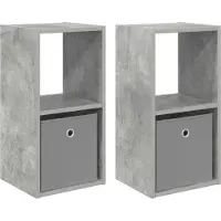 vidaXL Table de chevet 2 pcs Gris béton 30,5 x 27 x 59,5 cm