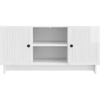 vidaXL Meuble TV 102 x 34,5 x 50 cm, blanc brillant, aggloméré