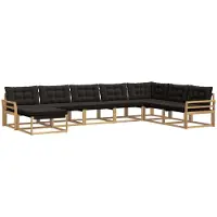 vidaXL Ensemble de salon de jardin 8 pièces, blanc et noir, en bois d'acacia massif