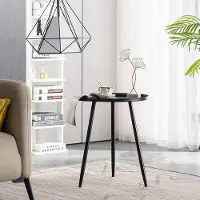 OEM Table basse ronde moderne avec piètement trépied en tubes d'acier, 405 cm de diamètre x 50 cm, métal noir.