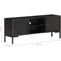 vidaXL Meuble TV noir 115x30x46 cm bois massif mangue