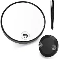 OEM Miroir de maquillage de voyage avec grossissement 40x, mèche et pince à épiler, miroir de maquillage noir pour l'épilation des sourcils