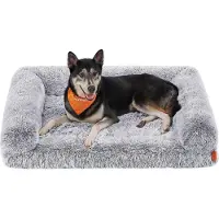 OEM XL FluffyHug Lit pour chien - adapté aux chiens de taille moyenne et grande - mousse ondulée - housse lavable et amovible - 106 x 80 x 23 cm - Gris Ombre - PGW233G01