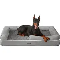 OEM Lit pour chien - Lit pour chien avec rembourrage moelleux et bords surélevés - 120 x 85 x 25 cm - gris clair antidérapant PGW078G02
