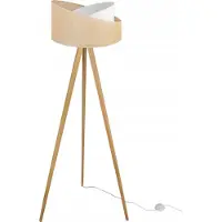 Light11 HOME Lampadaire à trois pieds, bois, jute, abat-jour, 45 cm