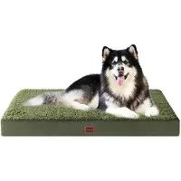 OEM Lit orthopédique pour chien XXL pour grands chiens, 120 x 74 x 9 cm, coussin lavable et moelleux, matelas pour chaise-lit pour chien, vert olive