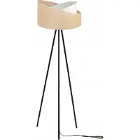 Light11 HOME Lampadaire, trépied, métal, abat-jour en jute, 45 cm