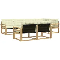 vidaXL Ensemble de salon de jardin 7 pièces, blanc et crème
