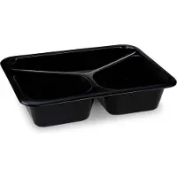 Papstar Barquettes à menu Circulware by Havel, réutilisables, en 3 parties, adaptées au micro-ondes &amp; au lave-vaisselle, recyclables, L 227 x l 178 x H 45 mm, PP, noir, 20 pièces