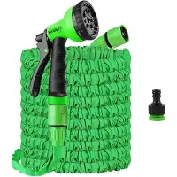 Famanu Tuyau d'arrosage extensible de 60 mètres avec lance d'arrosage - Raccords de 3/4" et 1/2" - Tuyau d'arrosage flexible « magique »
