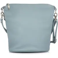Belveder Sac à main pour femmes, sac bandoulière, sac traversé, forme ovale, en cuir véritable, couleur bleue, en cuir naturel, modèle Otess